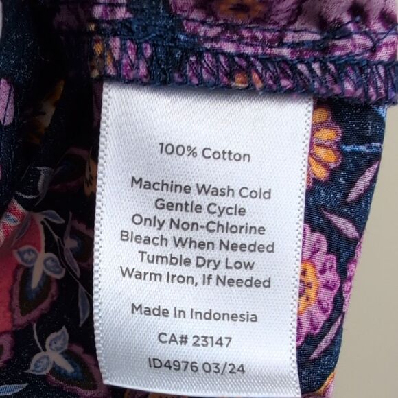 Talbot's Pleated Sleeve Poplin Blouse Top In Floral Medallion Size L - Picture 8 of 10